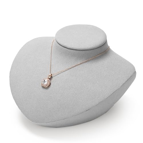Microfiber Jewelry Bust Display Necklace Pendant Small Jewelry Necklace Display Stand for Showcase(Grey) - color: Grey