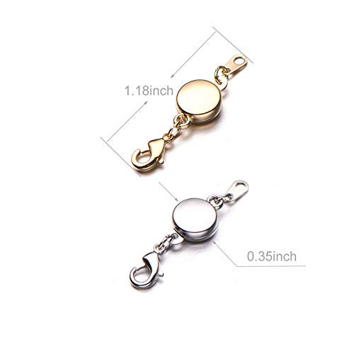Zpsolution Locking Magnetic Jewelry Clasp for Necklace and Bracelet - Set of 4 Glod and Silver - color: Round Gold and Silver