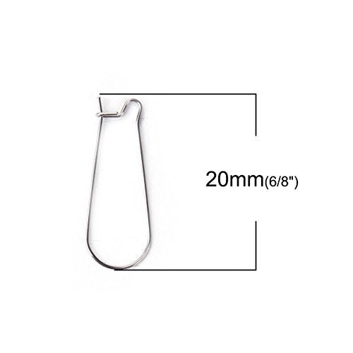 JGFinds Stainless Steel Ear Wire Hooks, 48 Pack Earring Findings, Secure Lock Kidney Wires - Teardrop Dangle 3/4 Inch - size: 3/4 Inch Long