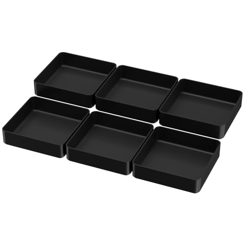 CHANCETSUI Black Stackable Vanity Organizer Trays: Thick Makeup Holder for Countertop, Shallow Drawers