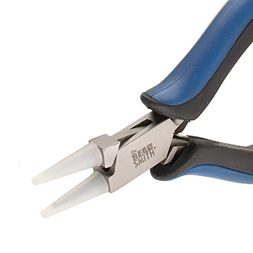 The Beadsmith Round Nose Nylon Jaw Pliers – 5 inches (127mm) – Ergonomic Handle, Double Leaf Springs – Includes Replacement Heads – Jewelry Making Tool for Creating Bracelets, Earrings & Necklaces - style: Round Nose