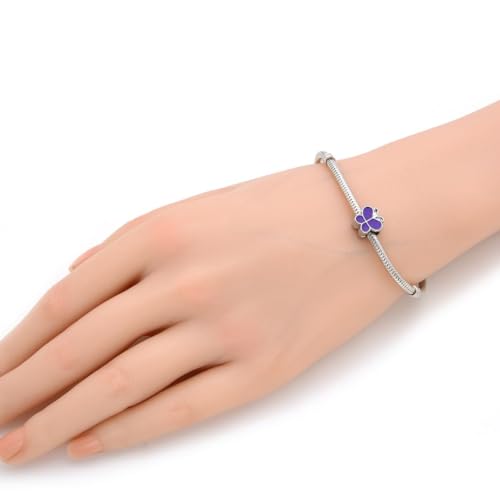 20pcs Purple Enamel Butterfly Symbol of Transformation Large Hole Animal Beads (Hole 4.5mm) Antique Silver for Earrings Bracelet Necklace Anklet Jewelry Making MEC-A12 - size: Butterfly (Enamel)