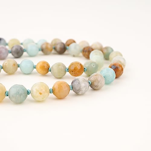GAVU Hand-knotted Men's Beaded Necklace, Crystal Necklace for Men - color: Amazonite, size: 24"