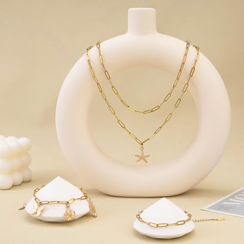 SMYHTGLIF 20 Pack Paperclip Chain Bulk Necklace Bracelet for Jewelry Making 4mm Gold Plated Stainless Steel Necklace Bracelet for Women - color: Gold
