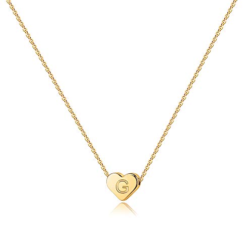 Turandoss Mothers Day Gifts for Mom Wife - Dainty 14K Gold Plated Heart Initial A-Z Pendant Letter Heart Necklace Birthday Mothers Day Gifts for Women Girls - style: G