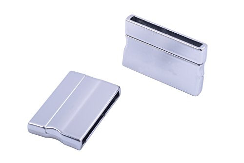 KONMAY 3 Sets Matte Silver Rectangle 30.0x3.0mm Glue-in Ends Flat Magnetic Jewelry Clasp