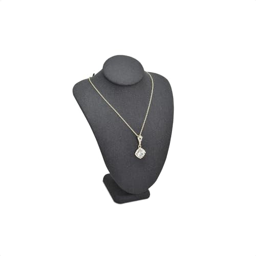 MOOCA Small Linen Covered Wood Jewelry Display Necklace Chain Jewelry Bust Display Holder Stand, Necklaces Mannequin, 7 1/4 in Height, Black Linen - color: 8) Black Linen, 1 piece