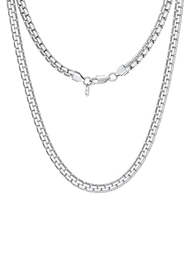 ChainsHouse Flat Box Chain Necklace Men, 2/4/6/8mm Round Link Chain Necklaces, Stainless Steel/Black/14K Gold Plated Mens Jewelry, 14"-30" Length, Come Gift Box - color: A-6mm-stainless, size: 14 Inches