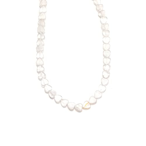 6mm Natural White Crystal Stone Beads Heart Shape Cute Fine Gems Spacer Beads Fit Jewelry Making DIY Exquisite Necklace Bracelet Accessory - color: White Crystal