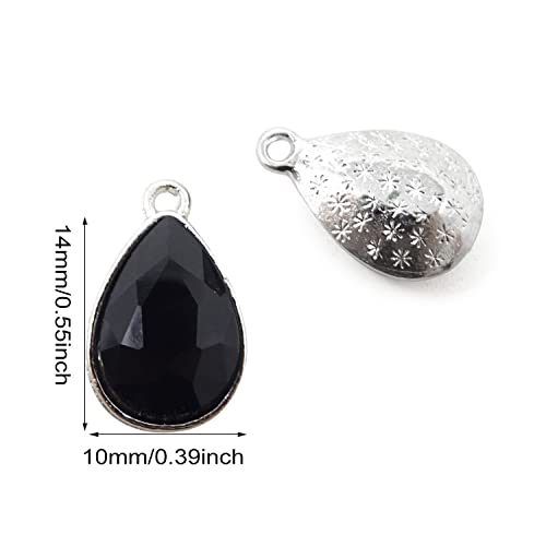 Honbay 20PCS 10x14mm Alloy Glass Crystal Waterdrops Teardrops Charms Pendant for Necklaces, Bracelets, Earrings, Jewelry Making and DIY Crafts - color: Black