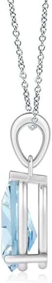 Angara Natural Aquamarine Solitaire Pendant for Women | Pear-Shaped Aquamarine Solitaire Pendant in 14K Solid Gold/Silver/Platinum With 18" Chain | March Birthday, Gemstone Jewelry Gift