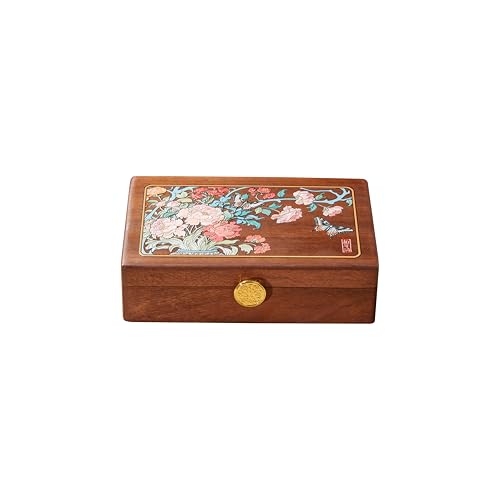 Travel Jewelry Case Small Wood Jewelry Organizer Jewelry Box for Women (Nut-Brown Print E) - color: Nut-Brown Print E