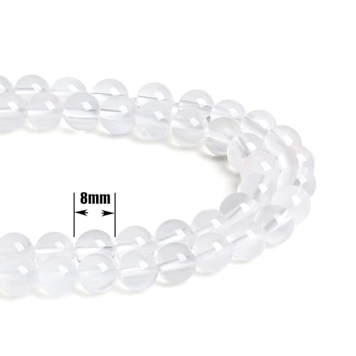 QINJIEJIE 100PCS Clear Crystal Beads 8mm Natural Stone Beads Round Loose Gemstone Bead for Bracelet Beading Crystal Jewelry Making DIY Necklace Earrings 0.32" - color: Clear Crystal, size: 100PCS