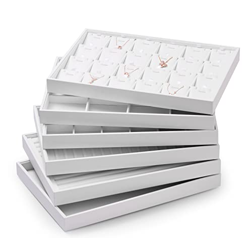 White Jewelry Ring Display Tray PU Leather Ring Earrings Display Organizer Tray - size: 11 Slot