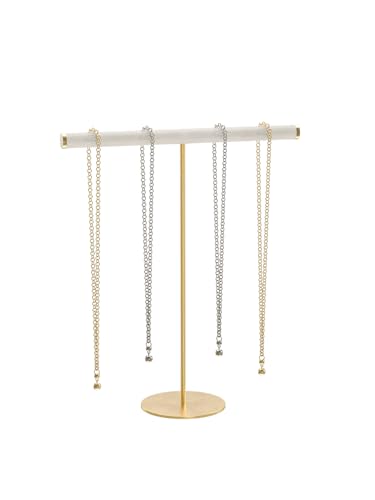 T-Bar Necklace Bracelet Organizer Stand, Velvet Jewelry Hanger Display Stand, Necklace And Bracelet Holder Rack for Men Women (Beige) - color: Beige