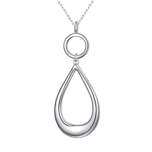 Long Necklace Sterling Silver Larait Bar Y Lariat Long Chain Drop Adjustable Necklace Gift for Her, 30" - style: Long Chain Teardrop Necklace