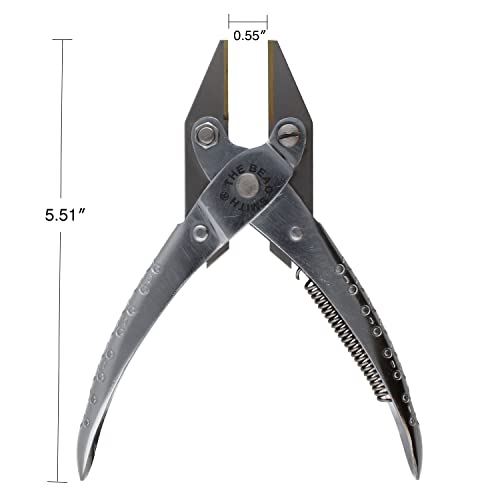 The Beadsmith Flat Nose Parallel Plier - 5.5 inches (140mm), Steel tool for jewelry making, with spring - style: Brass Jaw - 140mm