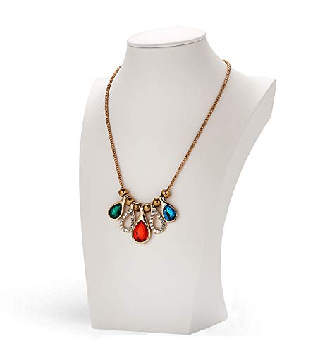 Polmart H2 Necklace Display Bust (White Leatherette, 10”H) - color: White Leatherette, size: 10"h