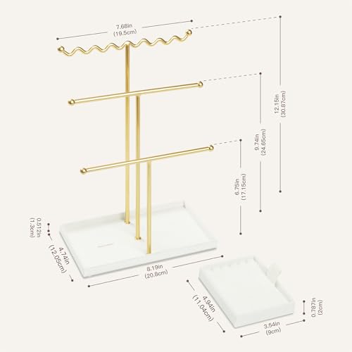 Jewelry Stand Holder Organizer, 3 Tier Bracelet Holder Display with Detachable Velvet Tray, Elegant Jewlery Tower for Display Bracelet, Necklace, Earrings, Rings (Beige) - color: Beige