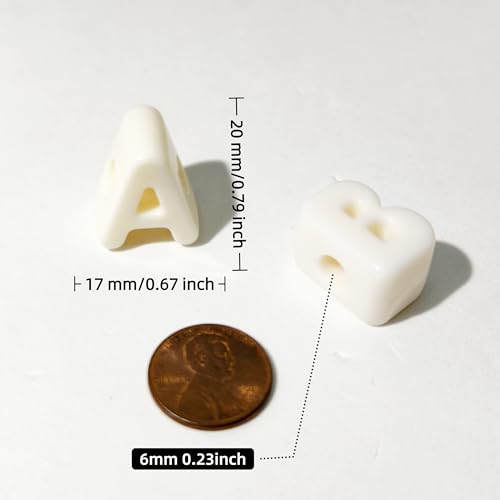 26 Large 6mm Hole Letter Beads, 20mm Beads A to Z,for DIY Jewelry Making Kit Friendship Bracelet Key Chain and Educators to Learn Letters (26 A to Z White) - color: 26 A to Z White