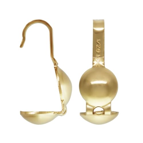 20pcs Adabele Real 1/20 14K Gold Filled Clamshell Calotte Bead Tip End Cap Knot Cover Terminators Open Hook for DIY Craft Jewelry Making JK4-B1 - color: 14K Gold Filled, size: 9mm (0.35 inch) - 20pcs