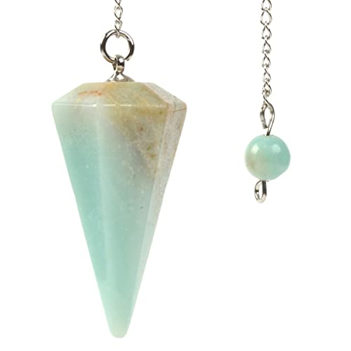 Justinstones Natural Multi-Color Amazonite Gemstone Rock Crystal Hexagonal Pointed Reiki Chakra Pendant Pendulum - color: Multi-Color Amazonite