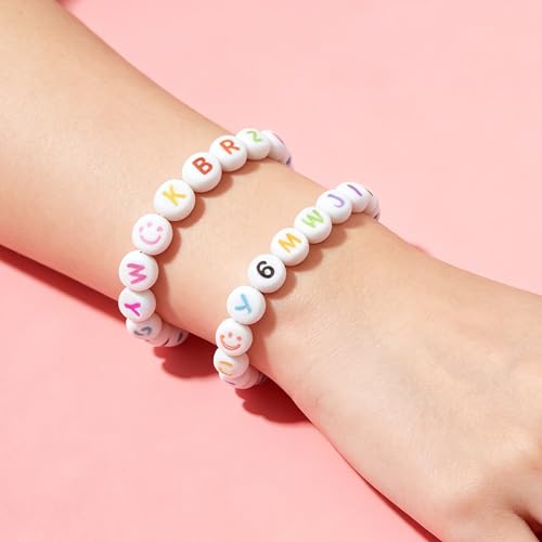 Colorful Alphabet Beads A-Z 1350+Pcs Letter Bead, Acrylic 4x7mm Round Digit Letter Beads Kits,Bracelets Necklaces DIY Jewelry Making Kits (Colorful,1350+PCS) - color: Colorful