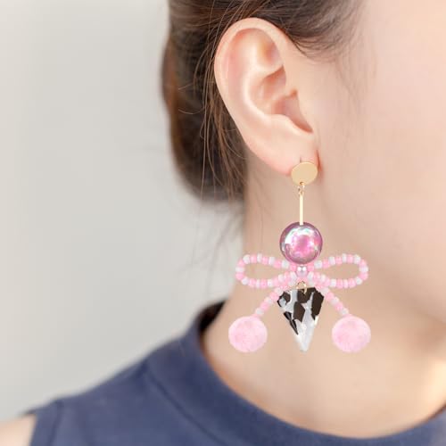 6Pcs Bow Hairball Acrylic Beads for Pens Colorful Bow Focal Spacer Beads for DIY Craft Beadable Pens Jewelry Bracelet Necklace Earrings Keychain Making - color: Bow Hairball