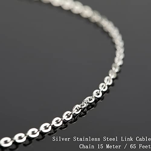 UMAOKANG 65 Feet Silver Jewelry Chains for Jewelry Making Flat Cable Chain Link Spool DIY Craft Earring Bracelet Necklace Chain Bulk with Lobster Clasps Jump Rings Pinch Clip Clasp - color: Steel Cross