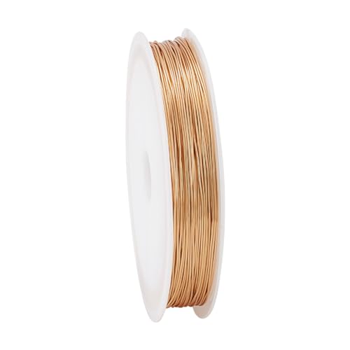 PH PandaHall 22 Gauge Copper Wire, 0.6mm Round Golden Jewelry Making Craft Wire, 30m - size: 0.6mm/22 Gauge