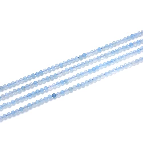 Adabele 15 Inch Natural Blue Aquamarine Healing Gemstone 3mm (0.12 Inch) Tiny Small Faceted Round Loose Beads Stone Spacer (110-120pcs) for Craft Jewelry Making GK3-8 - color: Blue Aquamarine, size: 3mm (0.12") - 15 inch/1 strand