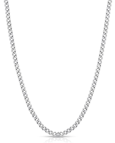 Fiusem 3.5mm Cuban Link Chains for Men, Silver Tone/Black/14K Gold Plated Stainless Steel Necklace Chain, Mens Necklace 16, 18, 20, 22, 24, 26, 28 Inch - size: 18 Inches, style: a.3.5mm width-steel