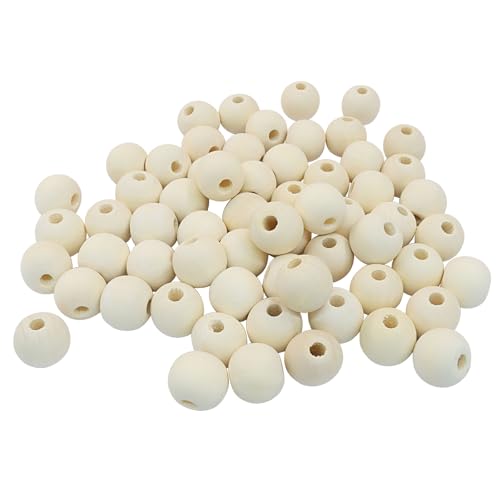 100Pcs Natural Wood Beads, 20mm Small Round Wooden Balls, 3/4Inch Unfinished Wooden Beads for Crafts, DIY Jewelry, Dream Catchers - size: 20mm