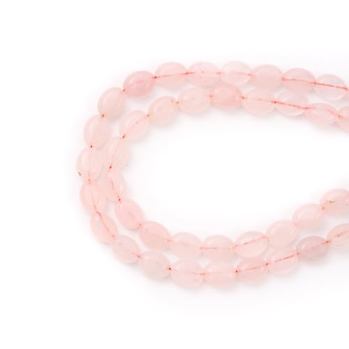 6×8mm Natural Rose Quartz Gemstone Loose Beads Flat Oval Healing Crystal Loose Stone Beads for Jewelry Necklace Bracelet Earring Craft - color: Rose Quartz