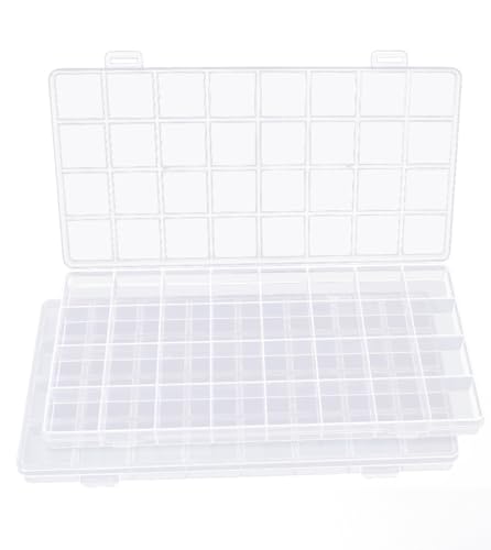 IOOLEEM 32 Grids Plastic Bead Organizer Box, Organizer Container Storage Box, Dividers for bead arts and crafts.(2 Pack) - color: Clear, size: 32 Grids (2 pack)