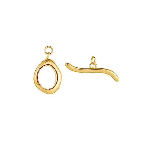 1 Set 925 Sterling Silver Toggle Clasps OT Clasp Bracelet Clasps and Closures T-Bar Closure Adjustable Connector for Jewelry Making - color: Gold Color, size: Style A-18mm long