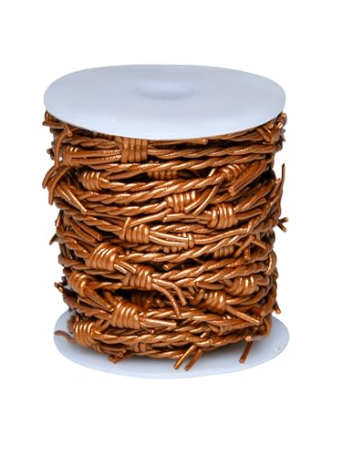 Artificial Barbed Wire Ribbon Trim Real Leather Cord for Party Home Decoration, Gift Boxes, DIY Crafts - 33 Feet Spool by Cords Essentials (Copper) - color: Copper