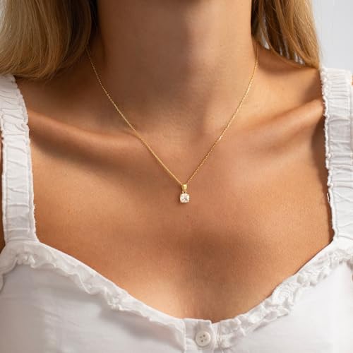 Mothers Day Gifts - Dainty Silver Gold Necklaces for Women Cute Station Choker Simulated Diamond Necklace Simple Layering CZ Necklace Trendy Jewelry Gifts - color: Gold, style: Square