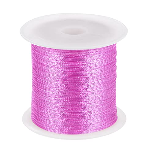 HARFINGTON 0.2mm Nylon Cord Satin Silk Trim Beading String Chinese Knotting Cord Hand Knitting String Bracelet Thread for Bracelets, Beading, DIY Making, Ornaments, Pink, 328ft - color: Pink