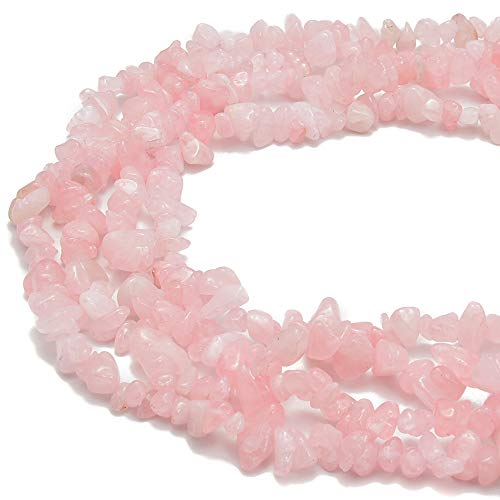 3-5mm Natural Rose Quartz Gemstone Chips Loose Beads Semi Precious for Jewelry Making DIY Handmade Craft Supplies 1 Strand per Bag Approxi 32" - color: Rose Quartz
