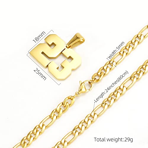 Personalized Jersey Number Necklaces for Mens,Athletes Stainless Steel Sport Number Pendant Chain for Mens Baseball/Basketball/Football Team Inspiration Jewelry with Gifts - color: Gold, style: 3 Gold