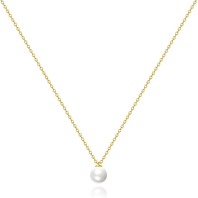 Zeffy Gold Pearl Necklace for Women, Dainty 14K Gold/Silve Plated Layered Pearl Choker Pearl Earrings Pearl Bracelets Wedding Trendy Gold Jewelry Set for Women Gifts