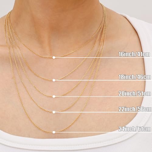 Gacimy Chain Necklace for Women, 14K Gold Plated/Silver Tone Cable Chain for Women, 1.1/1.3mm Thin Dainty Necklace Chains 16-24 Inch - size: 16 Inches, style: 1.1mm Gold