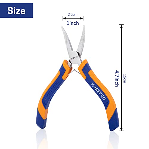 5 Inch Mini 45-Degree Bent Nose Pliers, Snipe Nose Jewelry Pliers with Comfort Grip, Curved Nose Plier for Jewelry Making, Beading, DIY Crafts and Wire Wrapping Repairs - style: 5 Inch Bent Nose Pliers