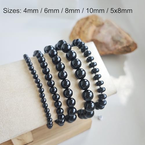 Natural Healing Gemstone Bracelet Handmade Yoga Stretch Elastic Bracelet Stress Relief Crystal Jewelry for Men and Women - color: Black Onyx (Positive Energy), size: 10mm