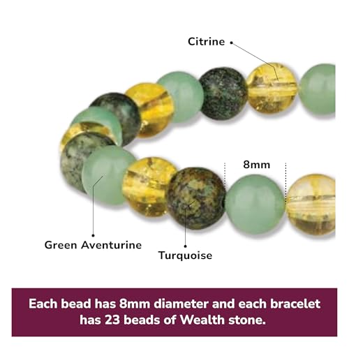 Crystal Vibe 8mm Beaded Bracelets For Women Men - Healing Crystal Bracelet - Adjustable Size - color: wealth