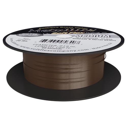 Soft Flex 49 Strand Beading Wire - Medium 0.19 Diameter - 100 Feet Nylon Design Wire - style: Antique Brass