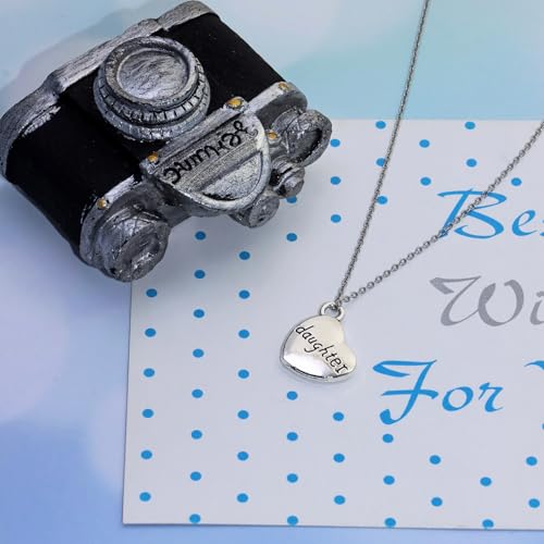 Shapenty Antique Silver Love Heart Shaped Family Members Pendant Charms for DIY Craft Keychains Bracelet Necklace Earrings Jewelry Making Findings and Memory Ornament - style: Daughter