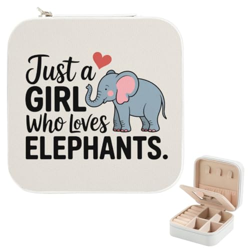 Elephant Gifts for Women Elephants Lovers Just A Girl Who Loves Elephants Travel Jewelry Cases Elephant Themed Gifts Birthday Gift Christmas Gift Jewelry Box with Mirror for Girls Sister Bestie - color: Just A Girl Who Loves Elephants