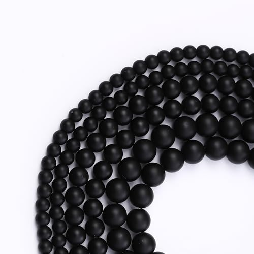 Frosted Black Glass Stone Beads for Jewelry Making Gemstone Round Crystal Bracelet Necklace 1 Strand 15.5inch 50PCS 8MM - color: Frosted Black Glass, size: 8MM